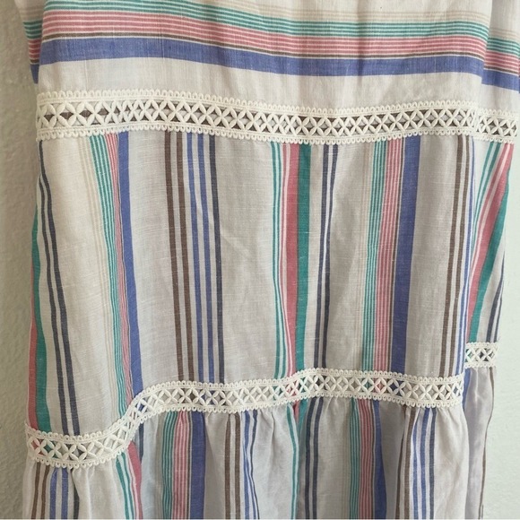 J McLaughlin Cunningham Stripped Linen Maxi Dress Size 12 Summer Beach Colorful - Picture 5 of 7